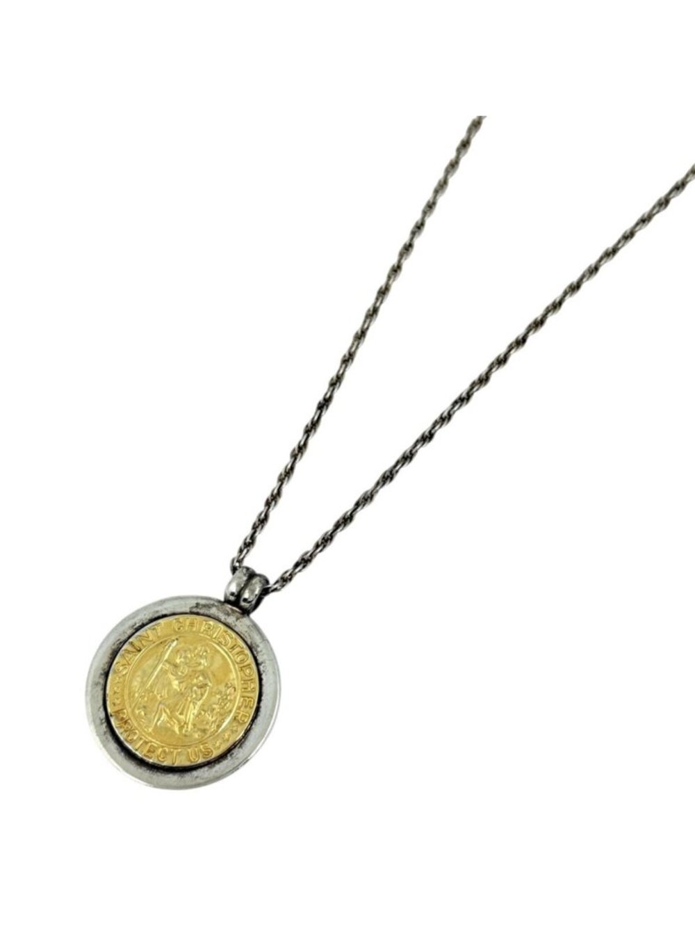 Tiffany & Co Necklace St Christopher Coin 18k Silver